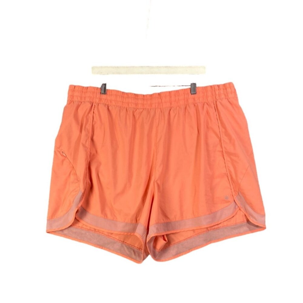 ATHLETA Mesh Racer Run Short 4" Women SZ 3X Coral Lined Drawstring Elastic Waist